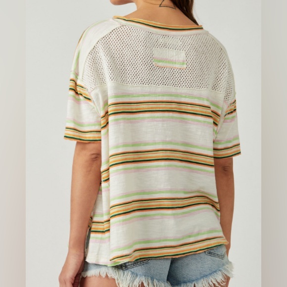 NWT Free People Beach Dreamin Tee (Ivory Combo) L - Picture 2 of 5